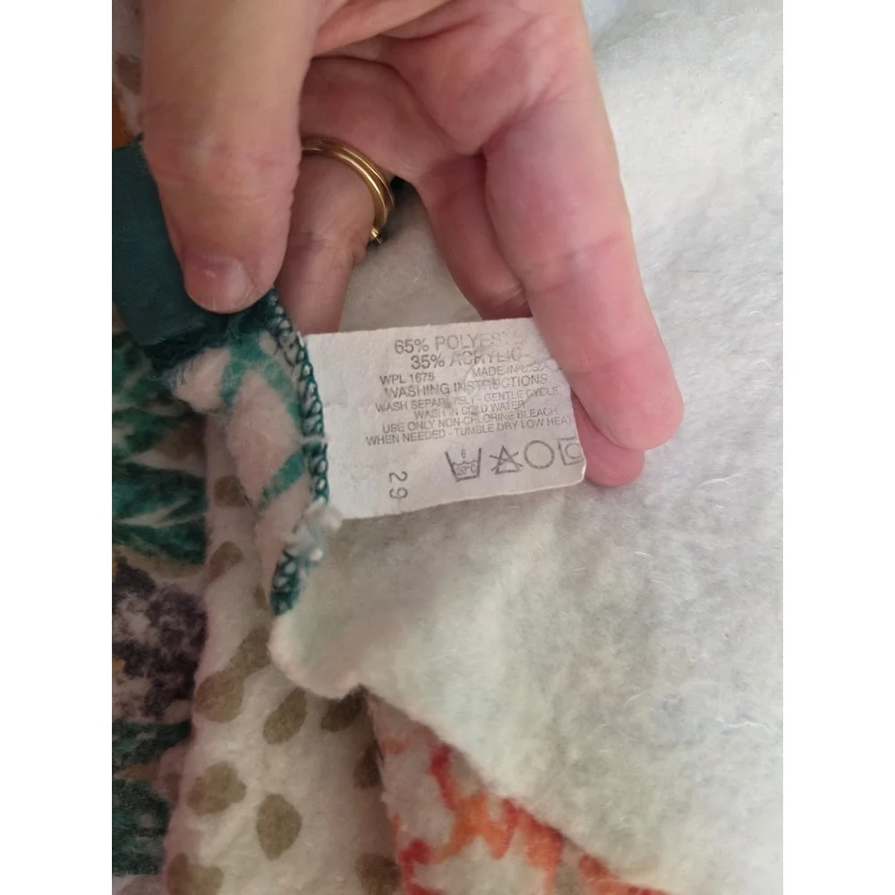Vintage Floral Rose Lattice Acrylic Blend Blanket Throw Satin‎ Edge USA 71x90